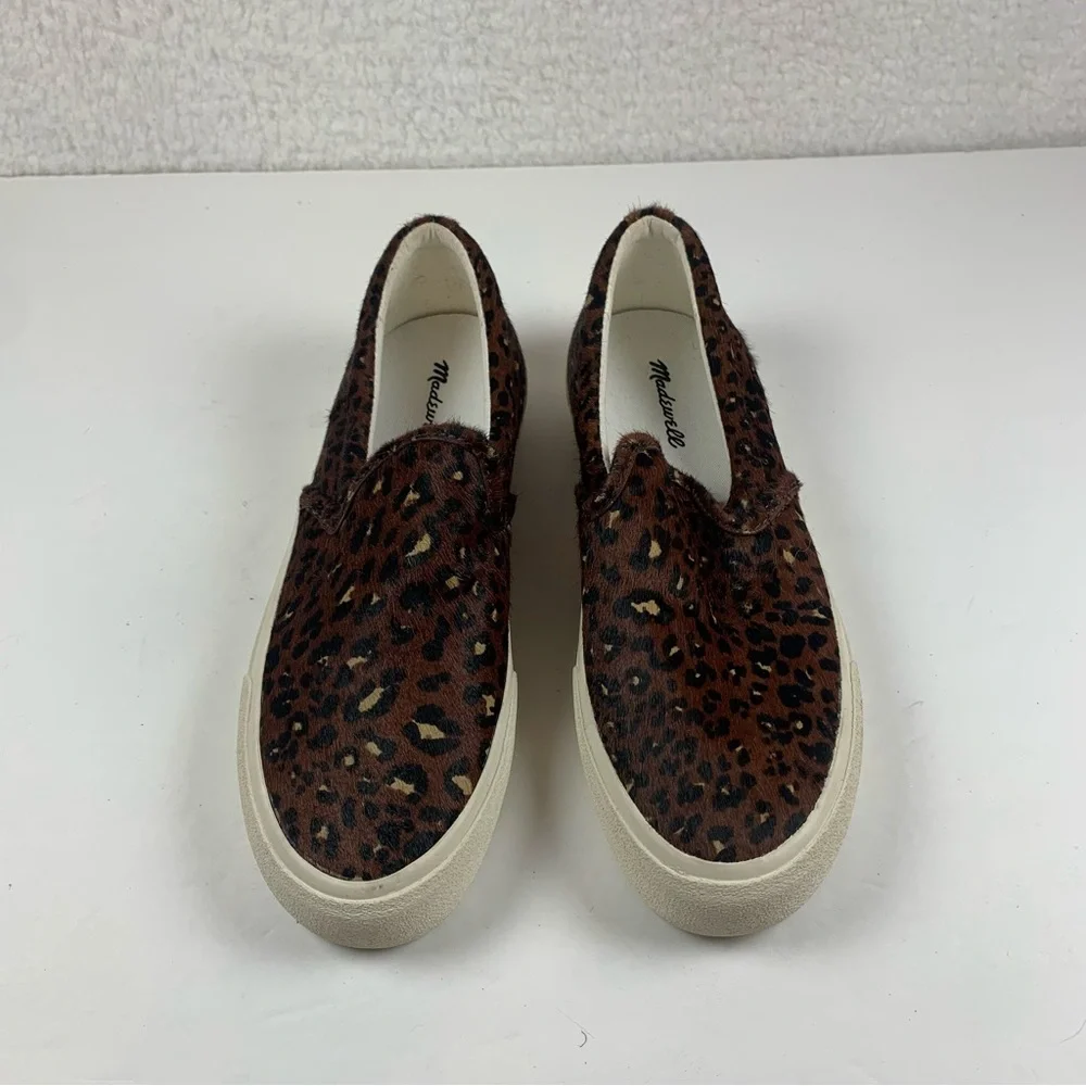 Madewell Sidewalk Slip On‎ Sneakers Calf Hair Animal Print Leopard Shoes 7 NWOB